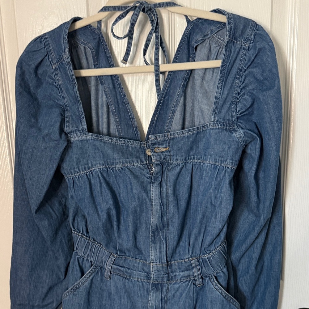 We The Free Blue Denim Jumpsuit